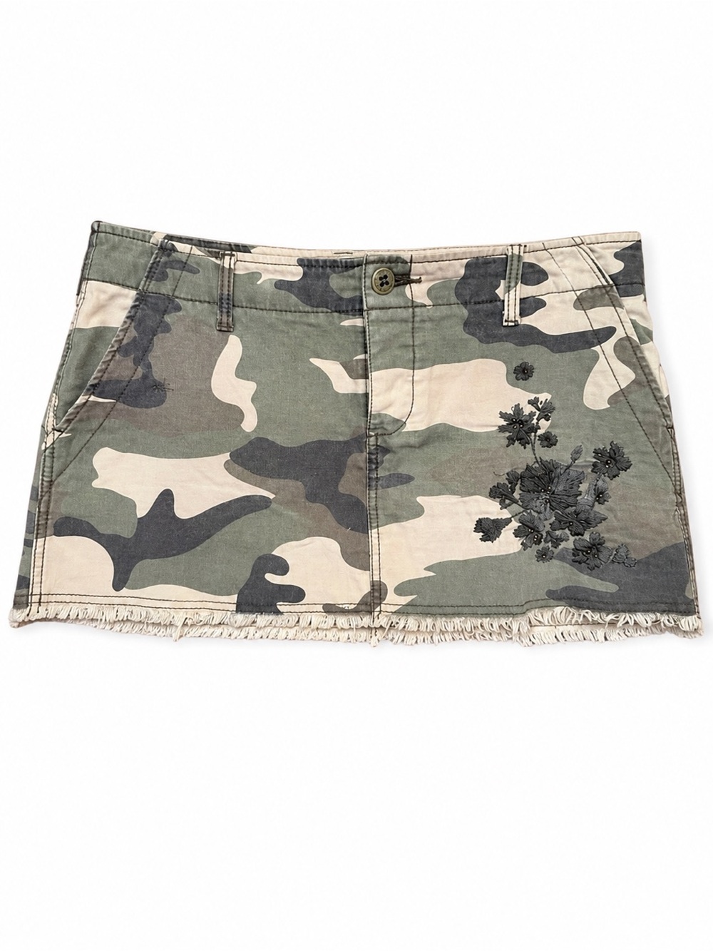 Roxy Embroidered Mini Skirt - Green Camo